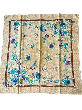 Vintage Gucci Silk Scarf Floral Equestrian Inspired Print